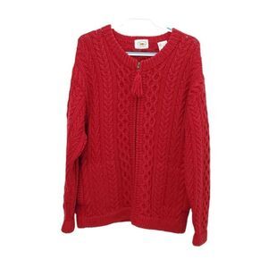 Vintage Marsh Landing Fisherman Chunky Knit Full Zip Cardigan Sweater